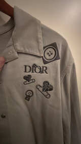 Dior x Judy Blame Gray Logo Embroidered Denim Shirt Jacket - Image 2