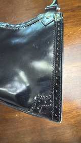 Y2K Via Spiga Black Patent Leather Brogue Shoulder Bag - Image 3
