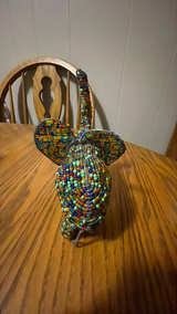 Handcrafted Beaded Wire Elephant Sculpture - Image 3