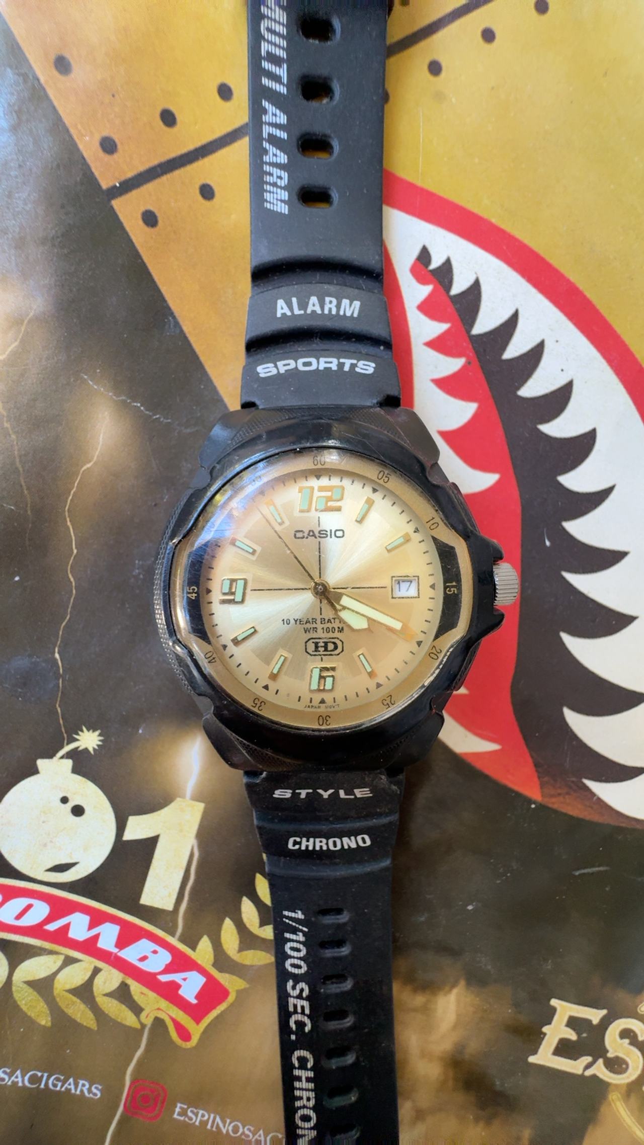 Casio MW-600 Black Gold Dial Analog Watch