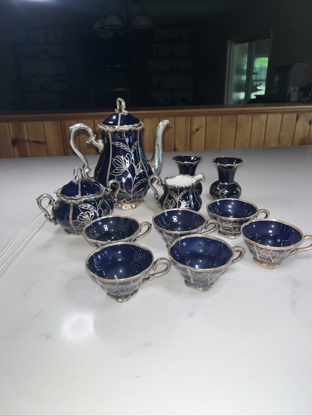 Cobalt Blue and Silver Tea Set