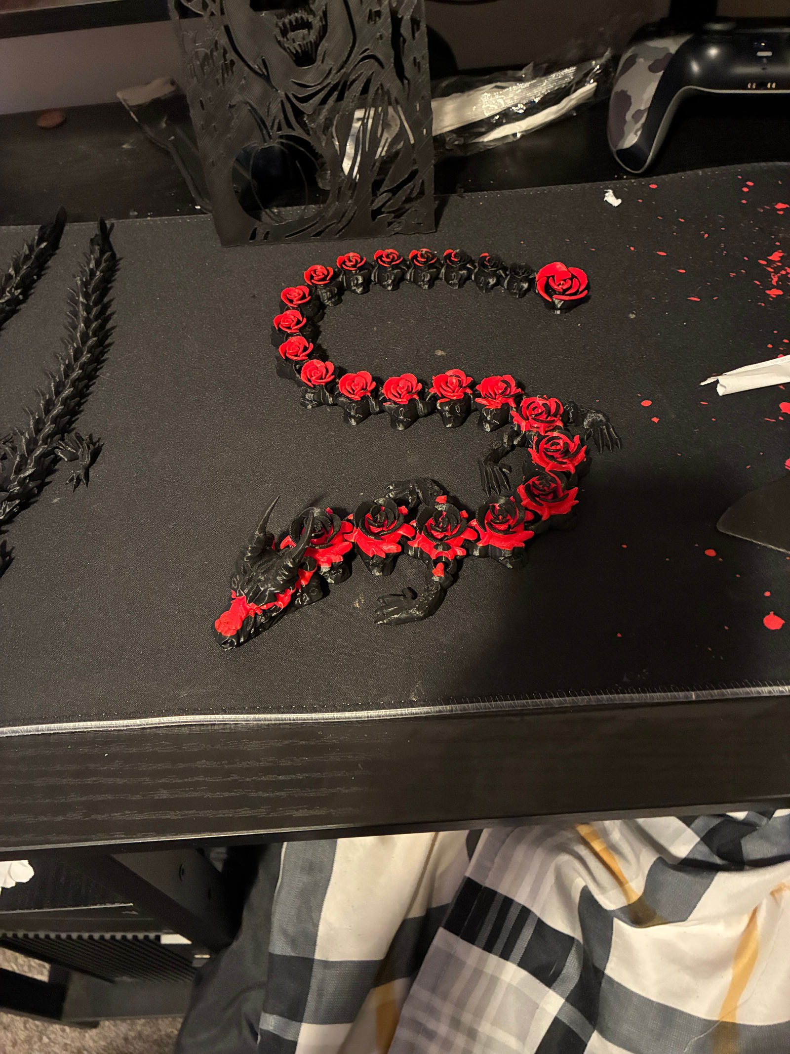 3D Printed Dragon Rose Art Sculpture