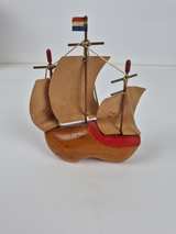 Vintage Dutch Wooden Clog Sailing Ship Souvenir - Image 3