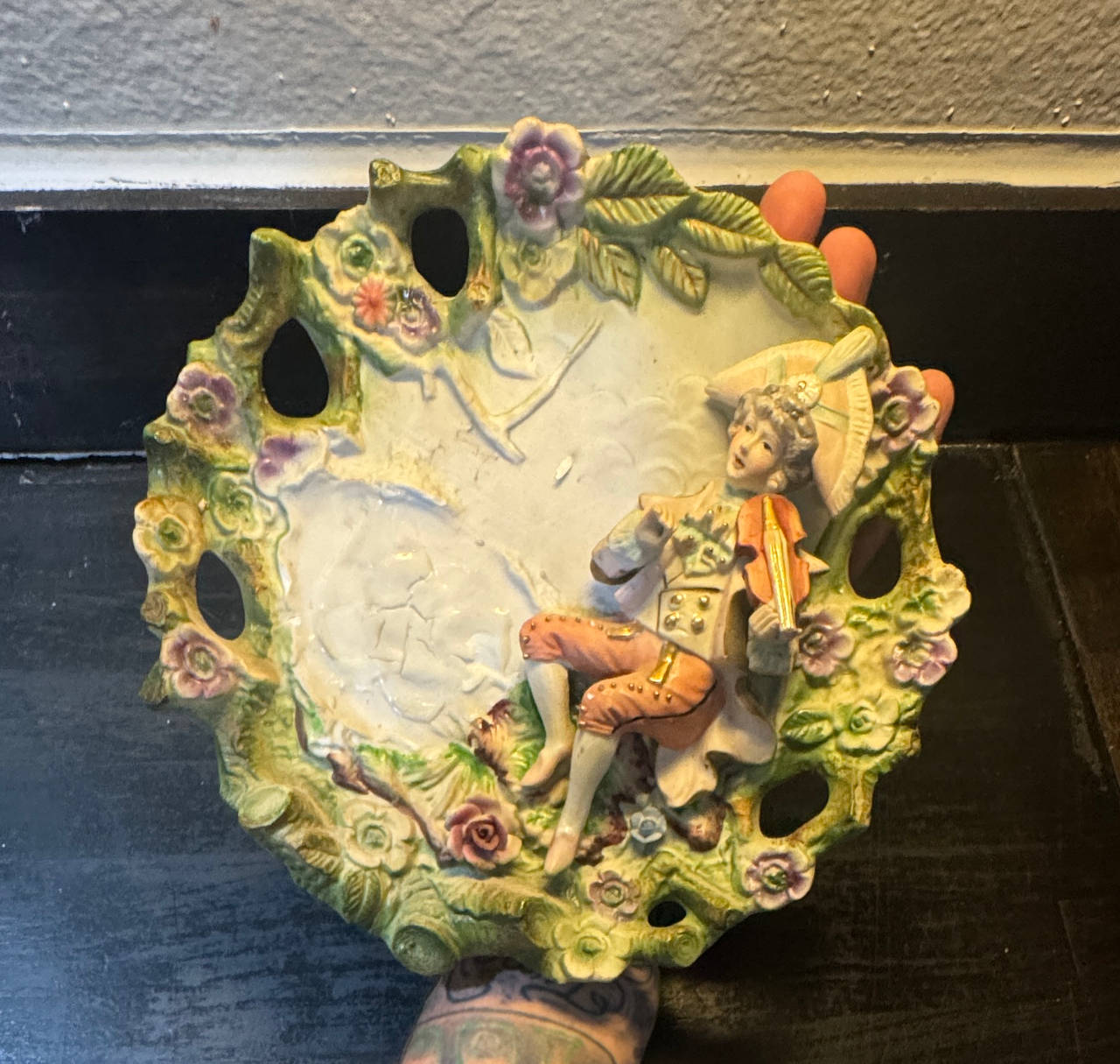 Vintage Porcelain Relief Plate - Violinist