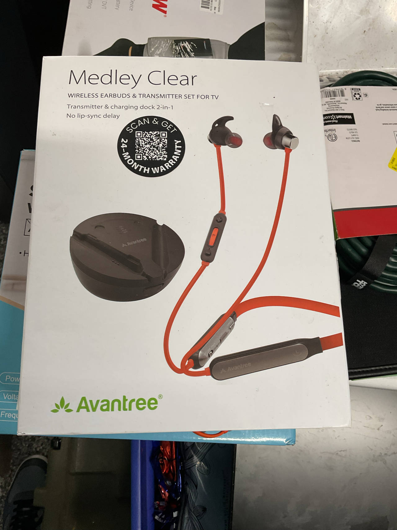Avantree Medley Clear Wireless Earbuds & Transmitter Set for TV