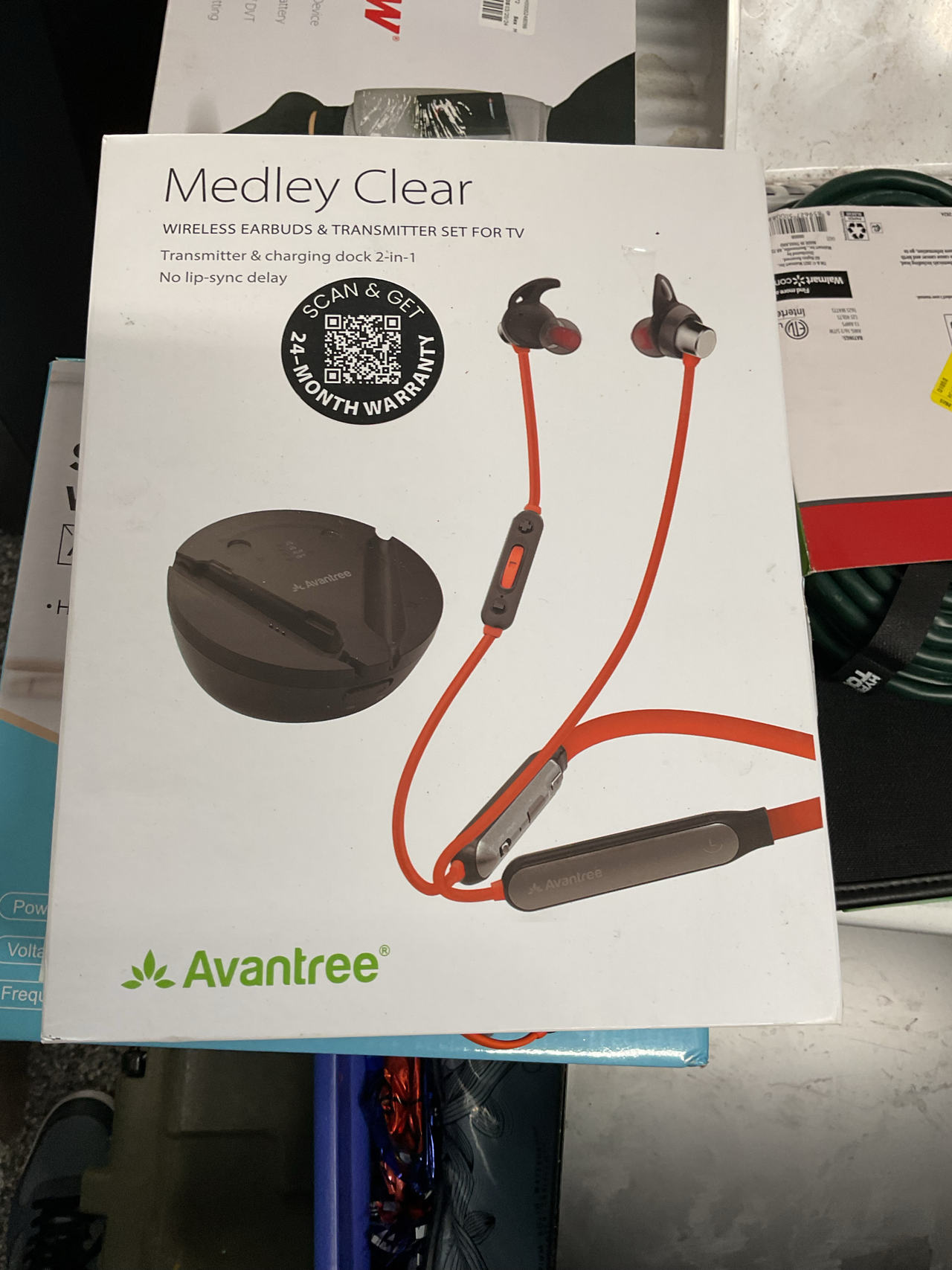 Avantree Medley Clear Wireless Earbuds & Transmitter Set for TV