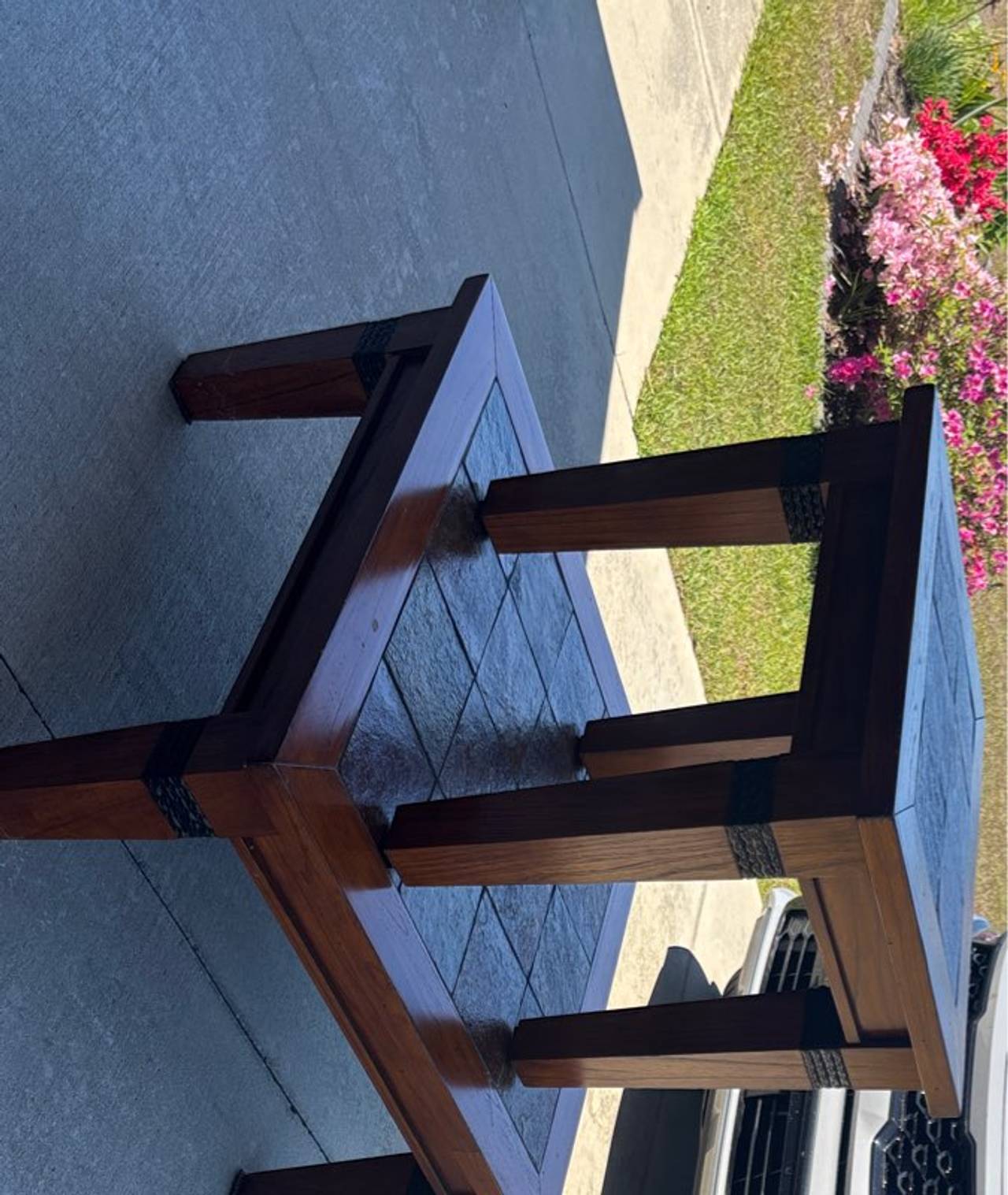 Slate Top Wood End Table Set