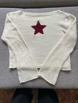 White Knit Sweater with Red Star - Image 2