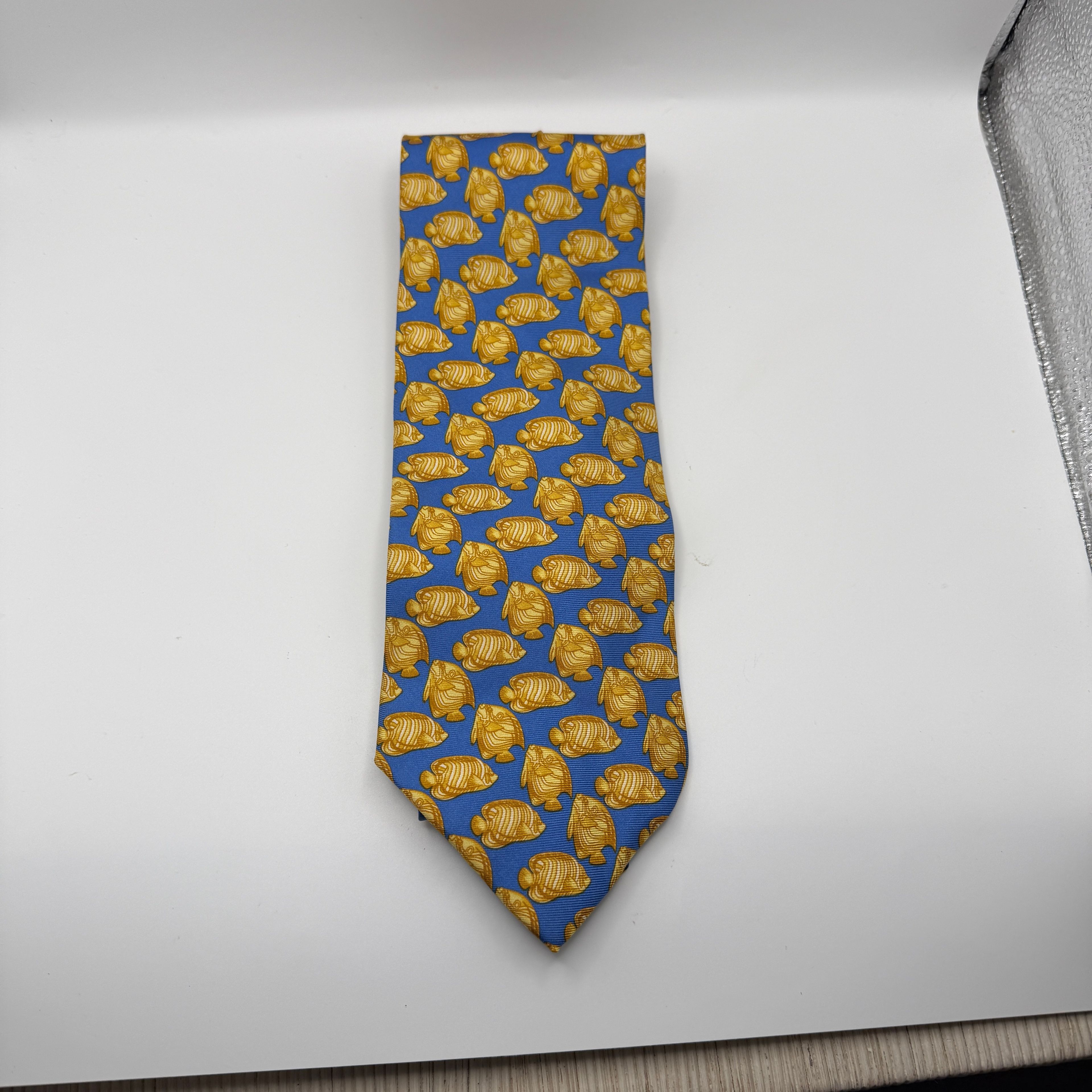 V2 by Gianni Versace Yellow Fish Silk Tie