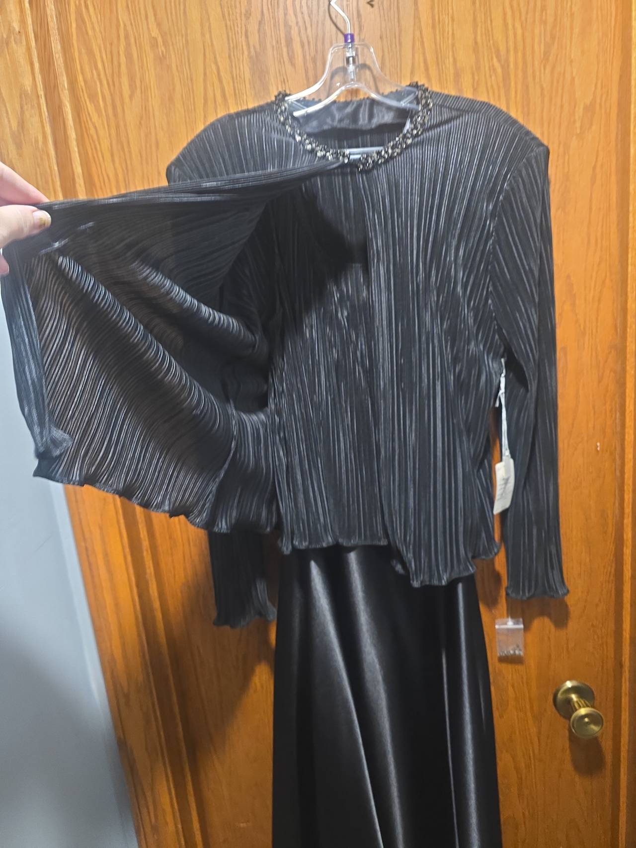 Two-Piece Formal Maxi Dress and Pleated Jacket Set
