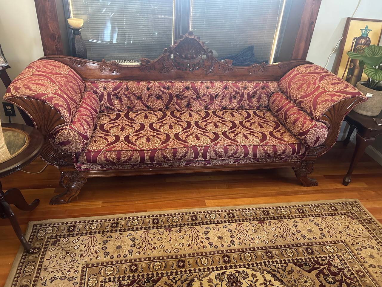 Victorian Style Carved Wood Sofa
