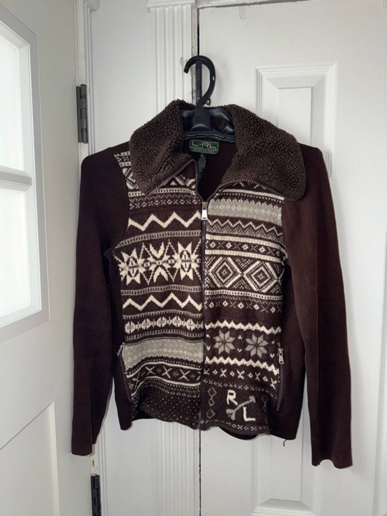 Ralph Lauren Active Brown Zip-Up Sweater Medium