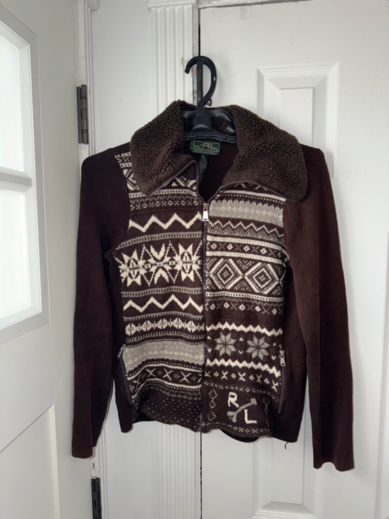 Ralph Lauren Active Brown Zip-Up Sweater Medium
