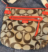 Coach Signature File Bag with Orange Trim - Image 1