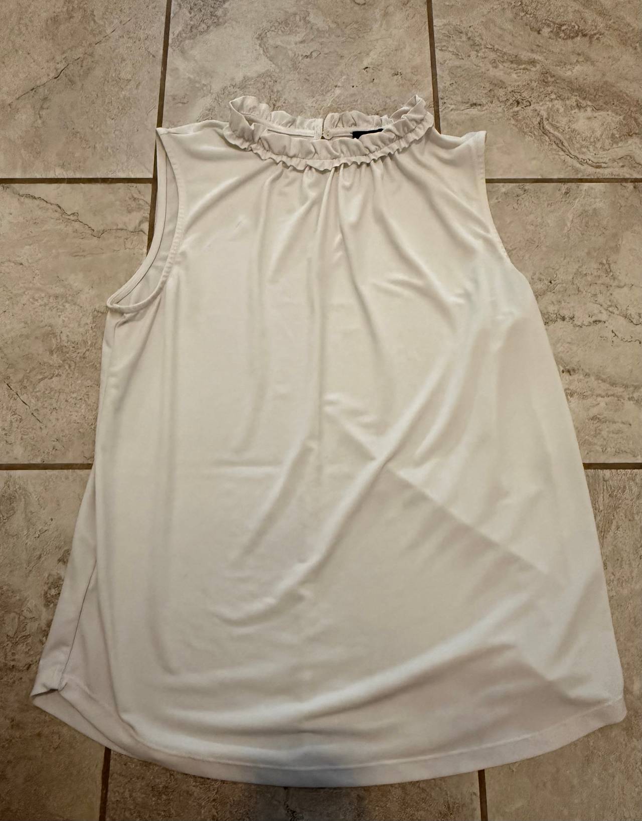 Ann Taylor Sleeveless Ruffle Neck Blouse