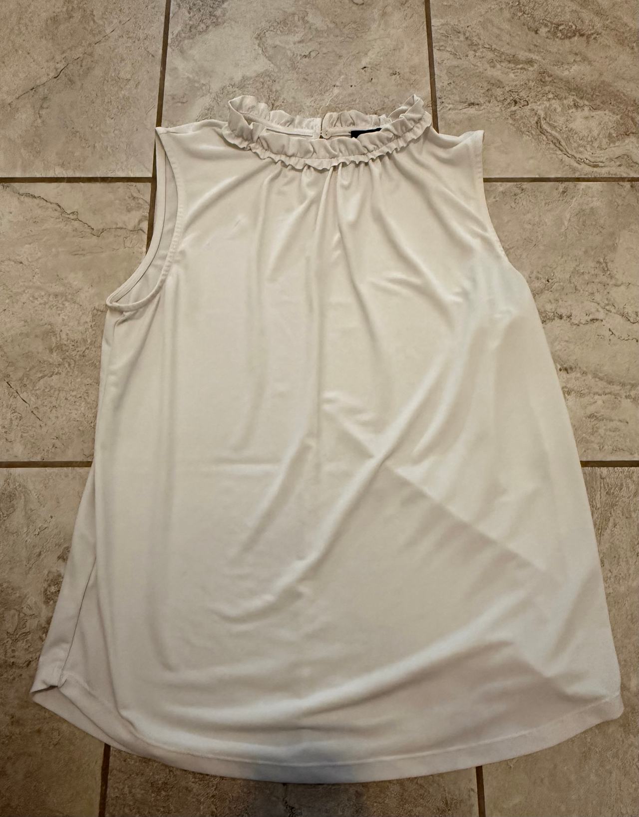 Ann Taylor Sleeveless Ruffle Neck Blouse