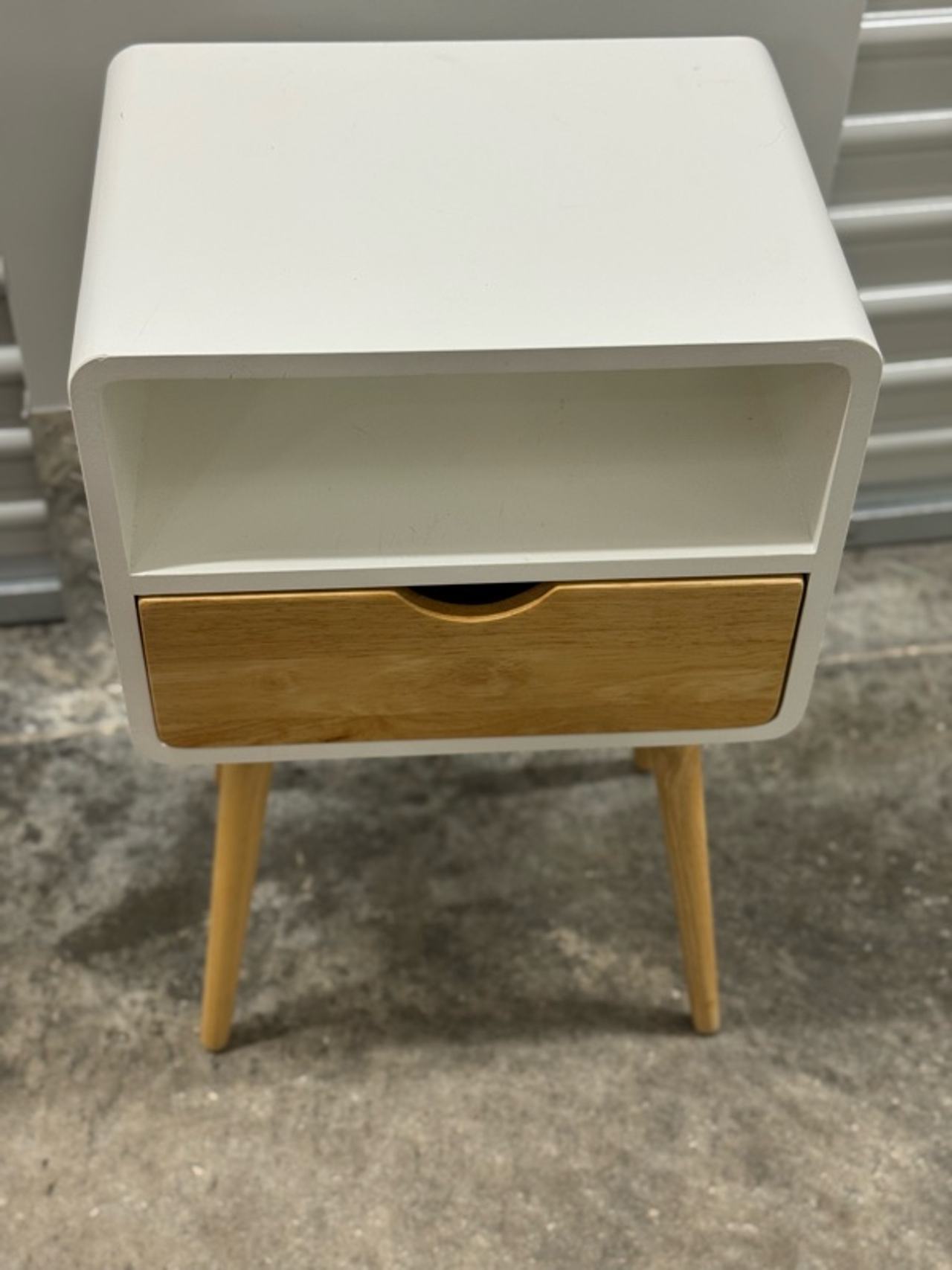 Heather Ann Creations White Euro Nightstand with Drawer and Shelf
