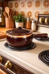 Vintage Pfaltzgraff Gourmet Brown Drip Glaze Saucepan with Lid - Image 4