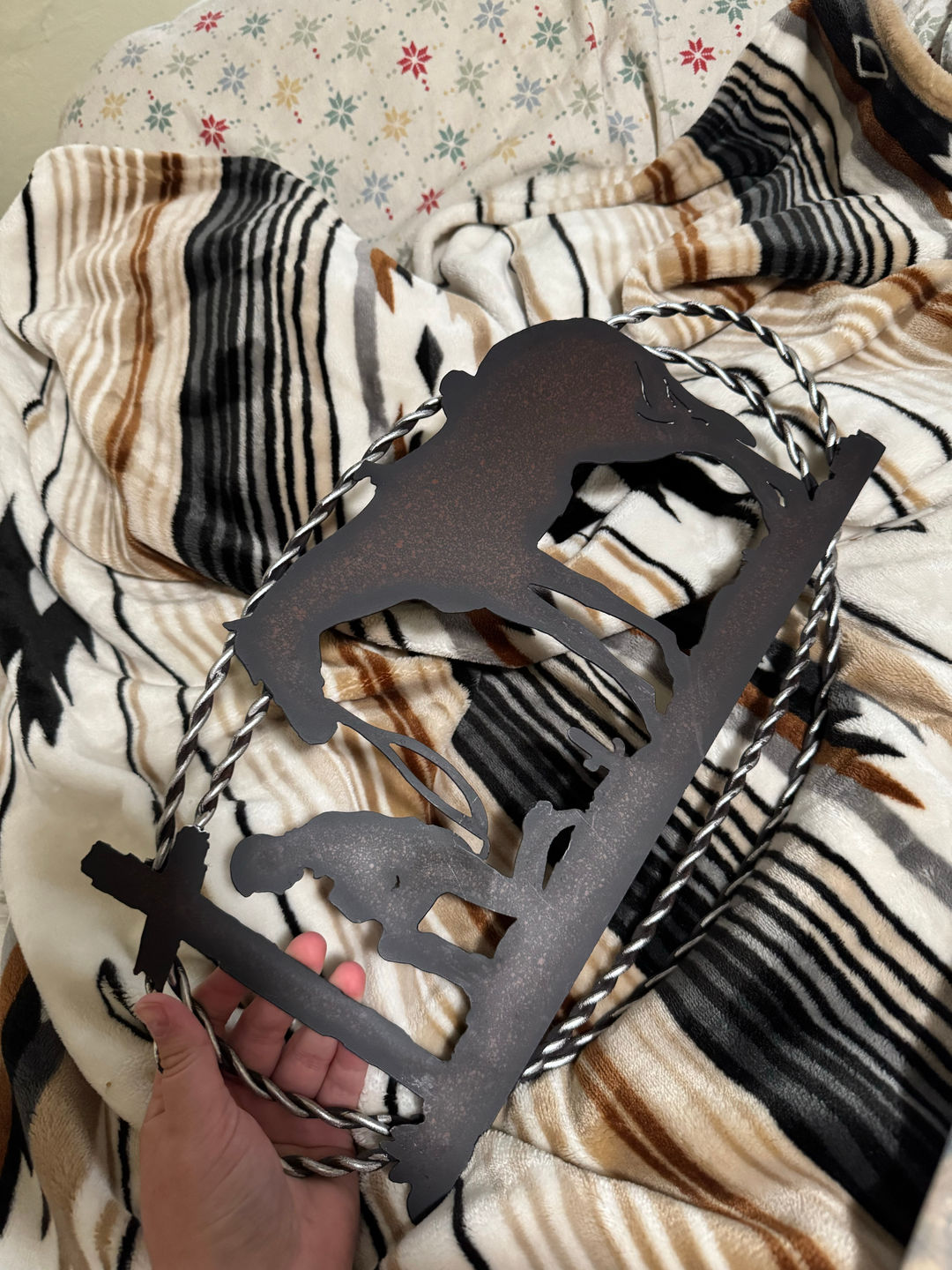 Western Cowboy and Horse Metal Wall Art