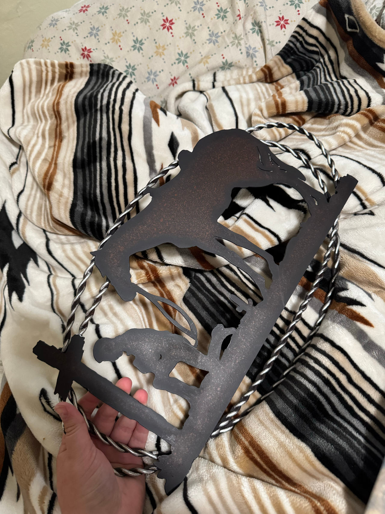 Western Cowboy and Horse Metal Wall Art