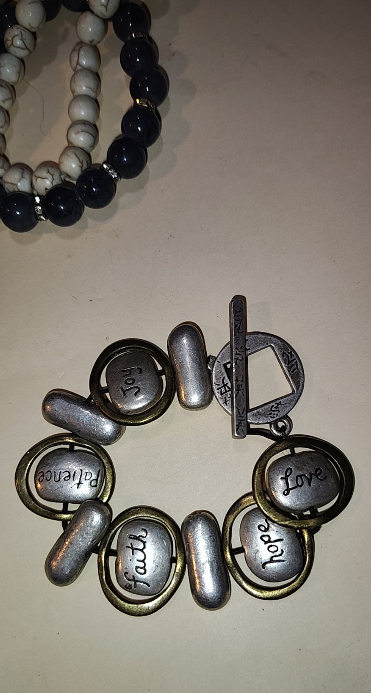 Inspirational Word Charm Bracelet with Toggle Clasp