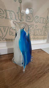 Murano Glass Penguin Figurine Blue & White - Image 4