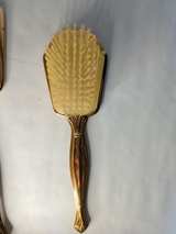 Vintage Matson Style Gold Tone Mirror and Brush Vanity Set - Image 3