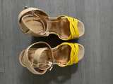 BCBGeneration Yellow Patent Wedge Sandals 6.5 - Image 3
