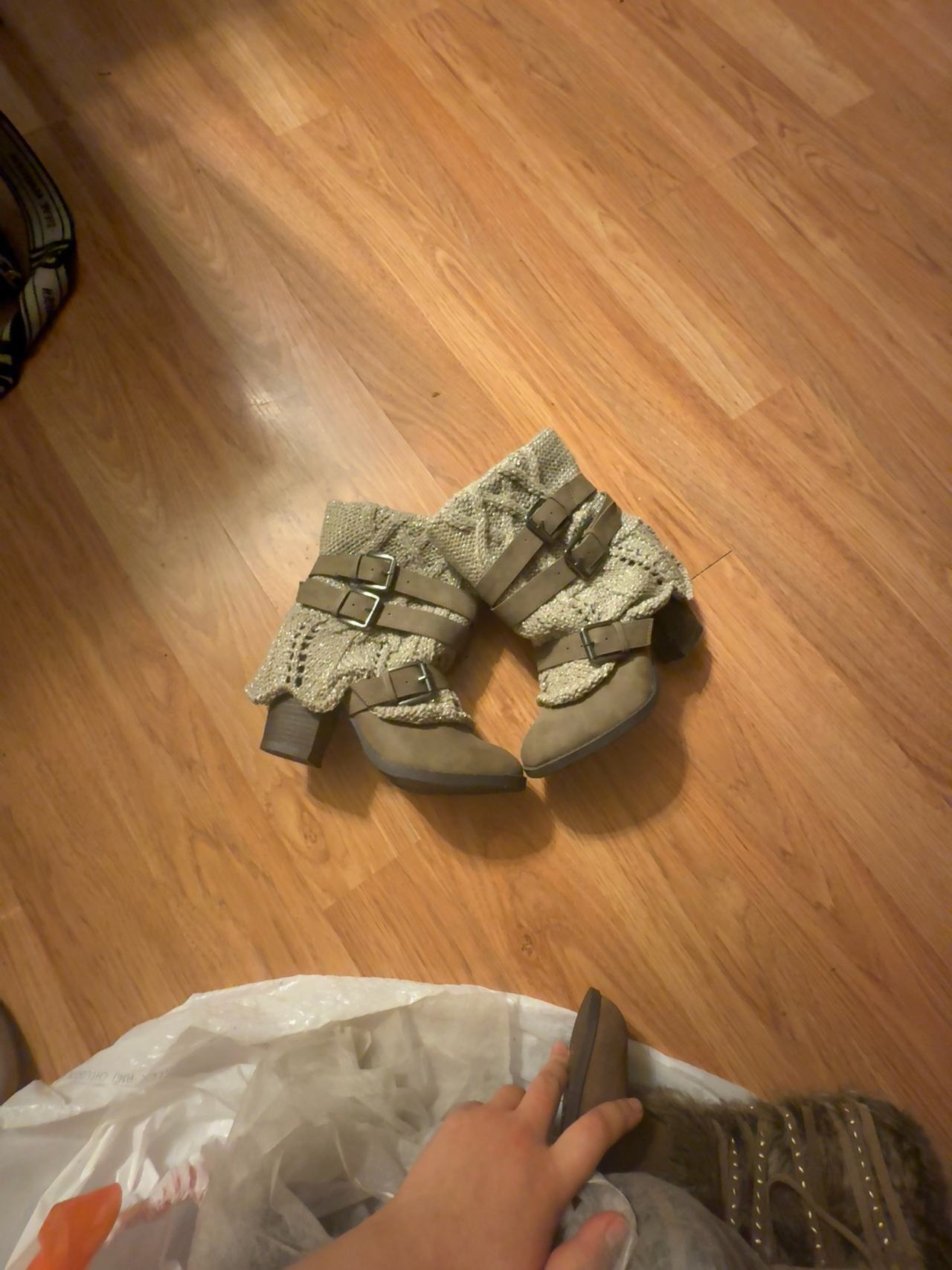 Naughty Monkey Cozy Knit Buckle Boots Brown/Tan