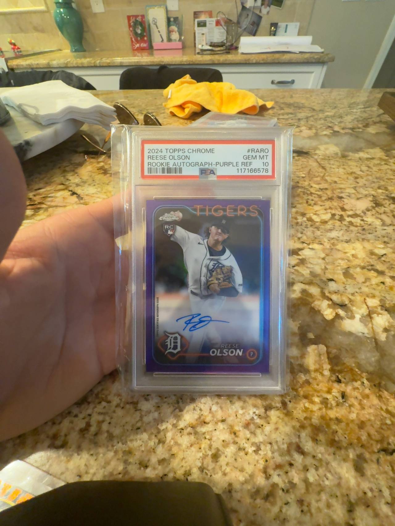 Topps Chrome 2024 Reese Olson Rookie Autograph Purple Refractor /250 PSA 10