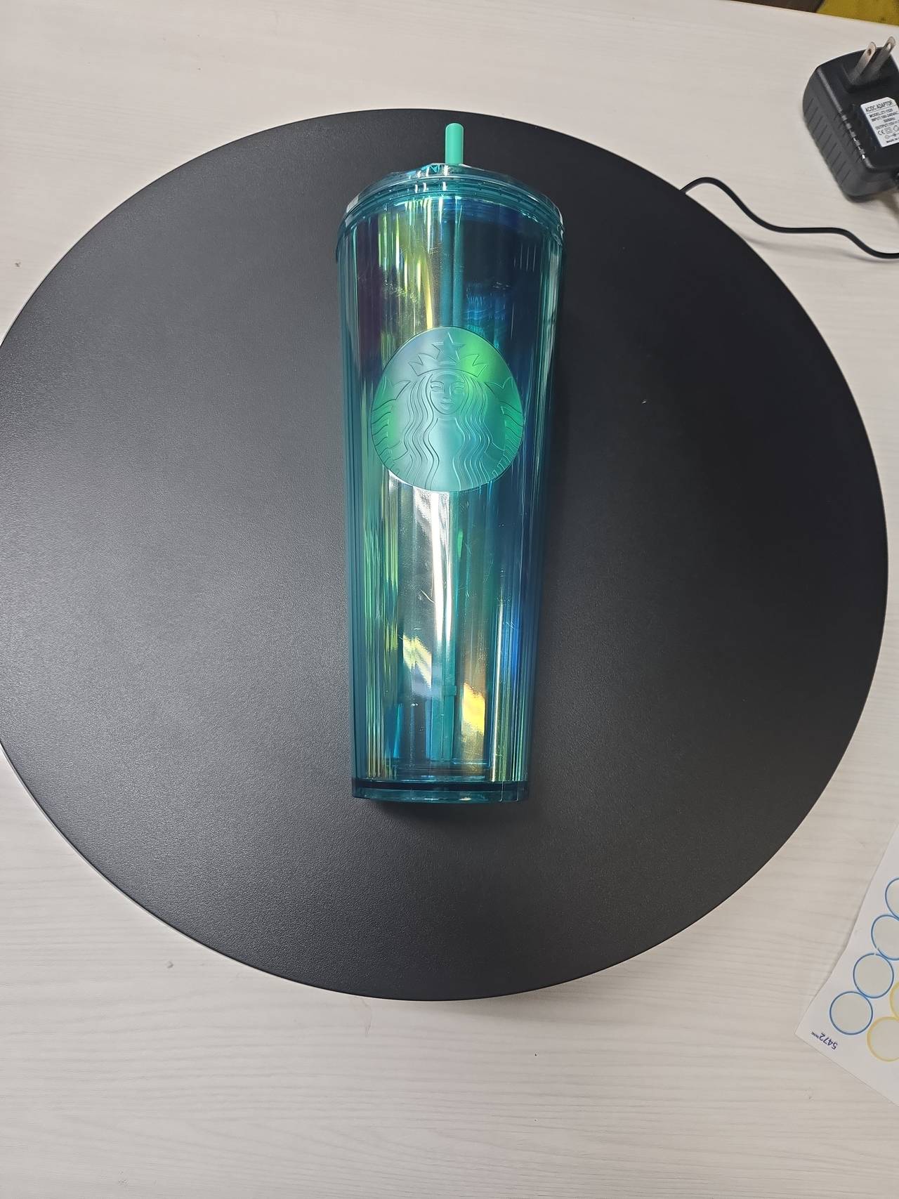 Starbucks 24oz Iridescent Teal Pleated Cold Cup
