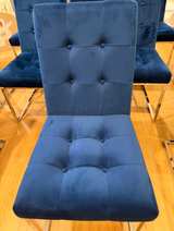 11 Modern Tufted Velvet Dining Chairs – Navy Blue – Chrome Base – Excellent Cond - Image 5