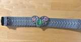 Vintage Boho Stretch Belt Heart Buckle Green Stone Floral Western Statement Belt - Image 1