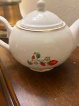 Vintage Strawberry Ceramic Teapot with Gold Trim - Image 3