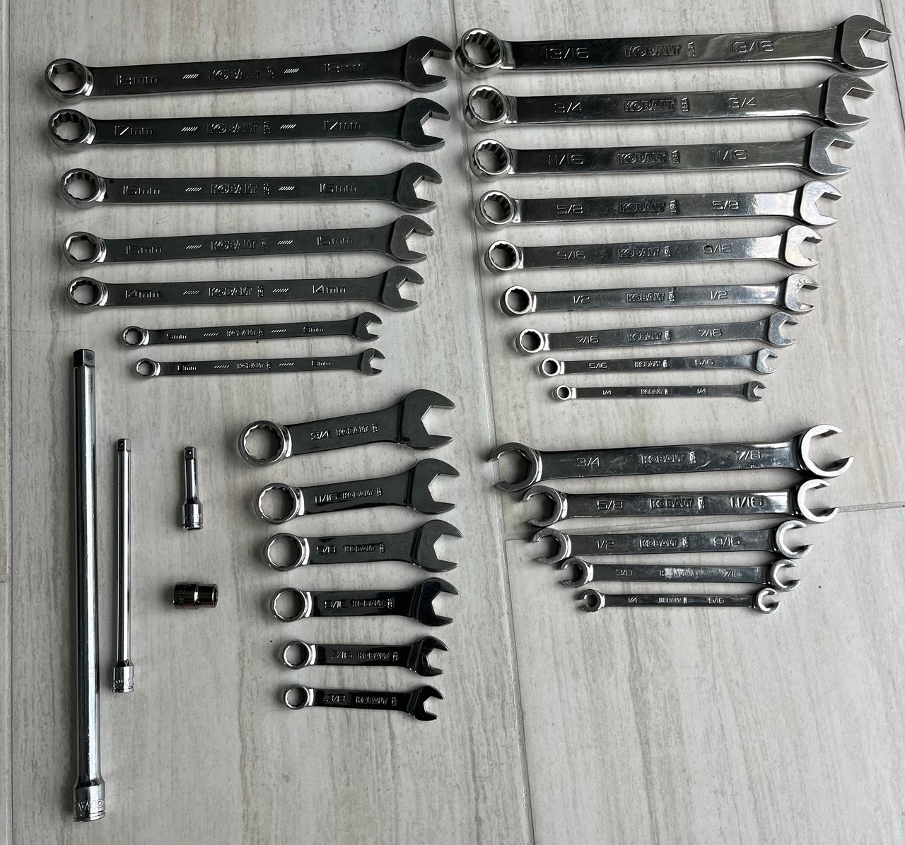31 pc Combination Wrench Set & Socket Adapters Kobalt