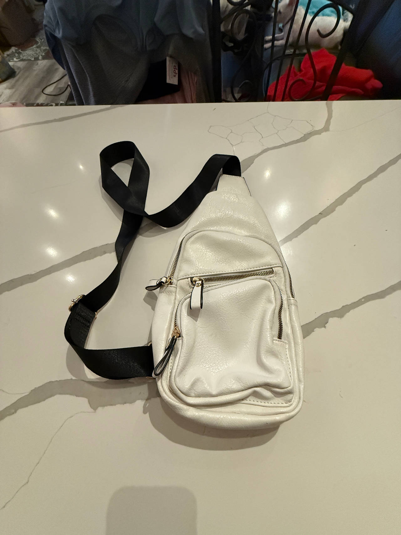 White Faux Leather Sling Bag