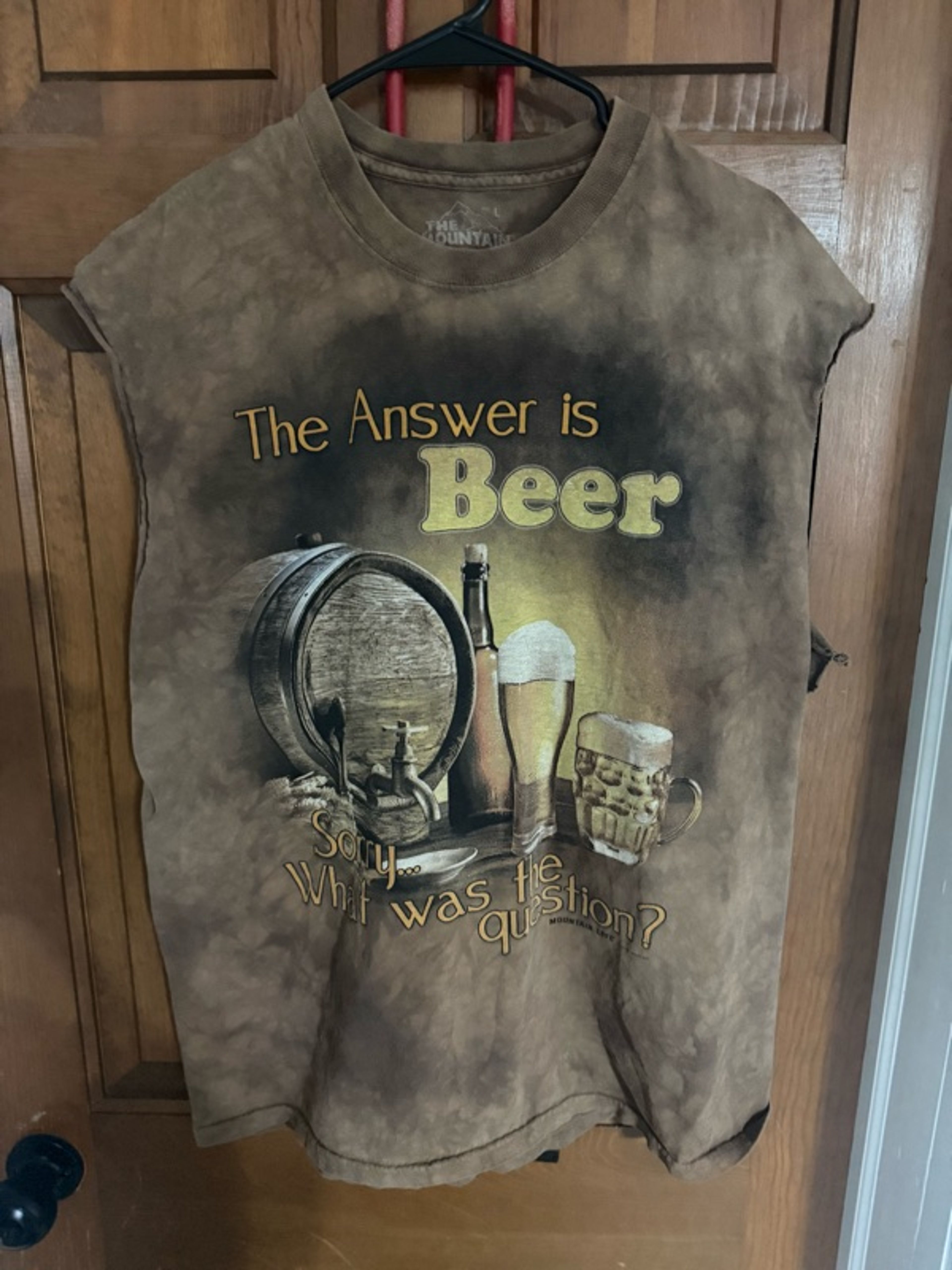 The Mountain Answer Is Beer Brown Tie-Dye T-Shirt