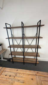 Bed Bath & Beyond Metal Frame Rustic Mid-Century 5-Tier Bookcase Walnut Finish - Image 2