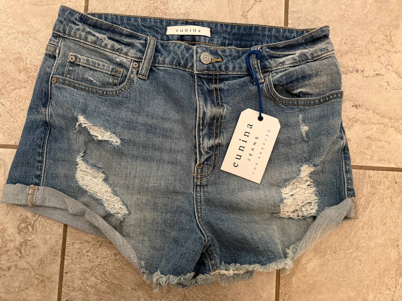 Eunina Jeans Distressed Denim Shorts