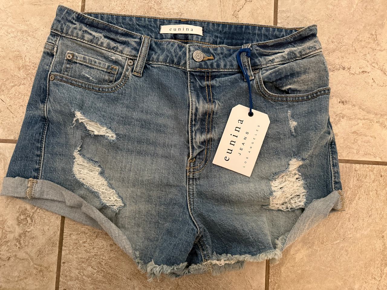 Eunina Jeans Distressed Denim Shorts