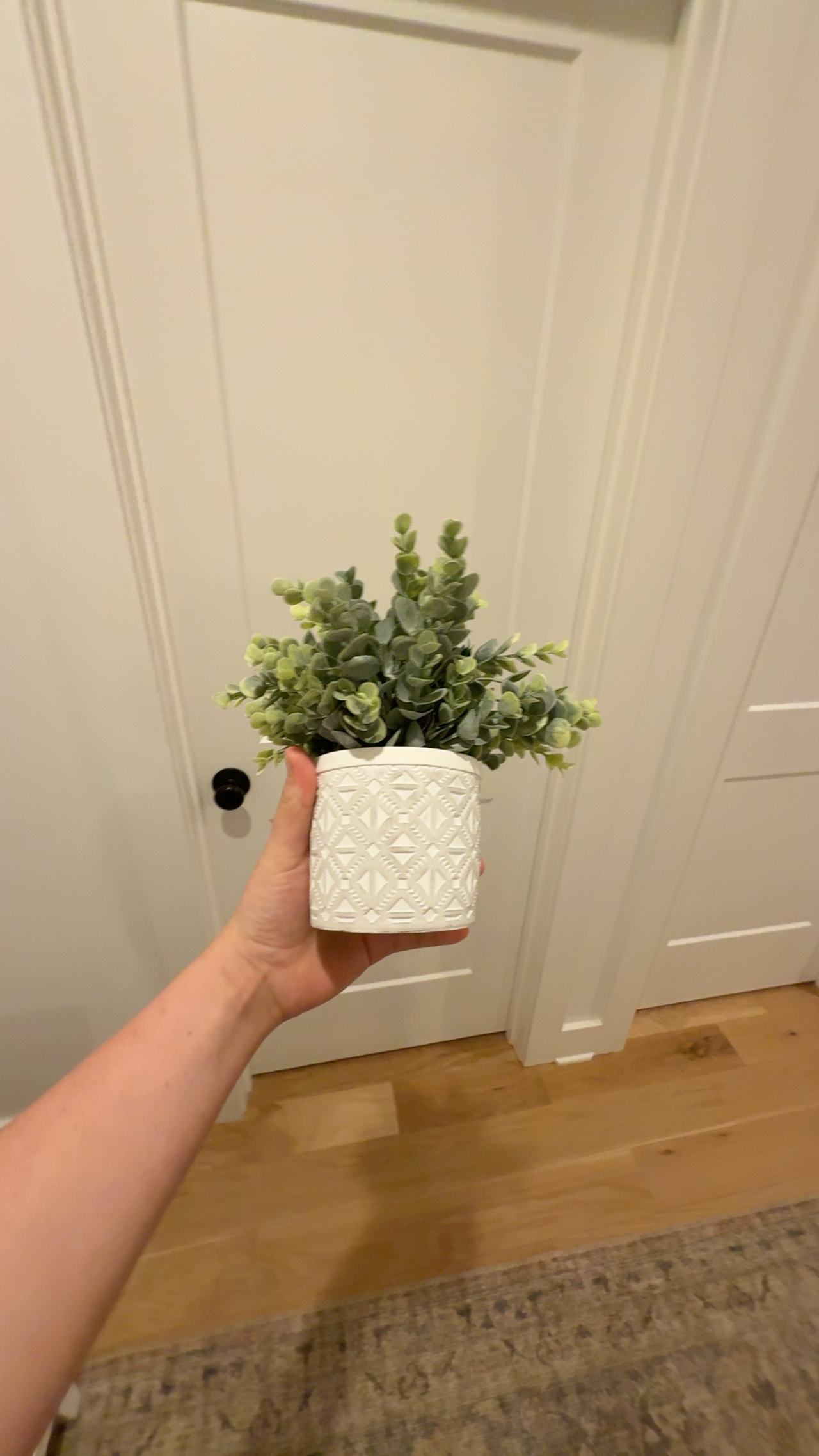 MyGift Artificial Eucalyptus Plant in Gray Concrete Pot
