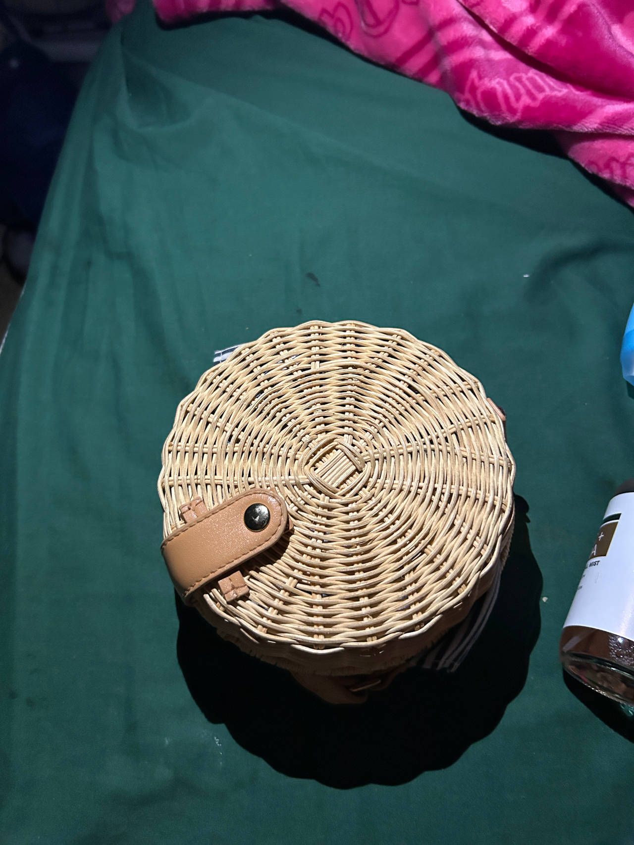 Round Woven Rattan Crossbody Bag