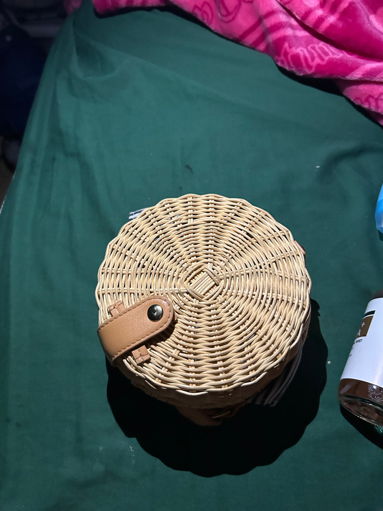 Round Woven Rattan Crossbody Bag
