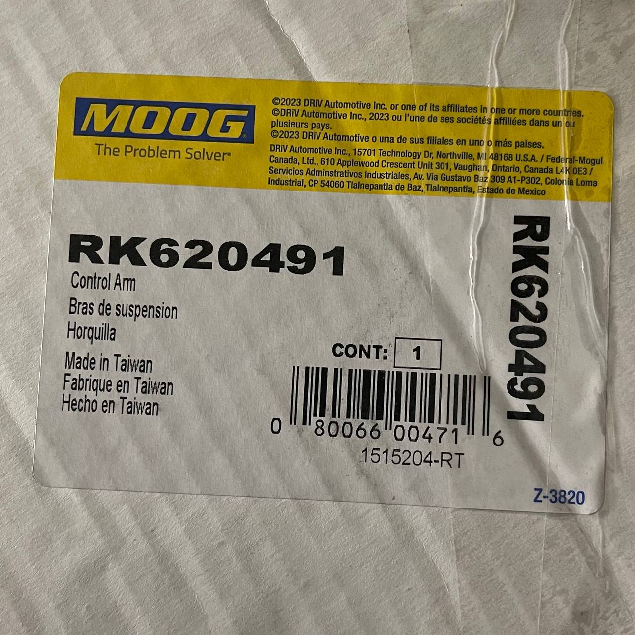 Moog RK620491 Control Arm 2000-05 Explorer/Mountaineer Front Right Lower Sealed