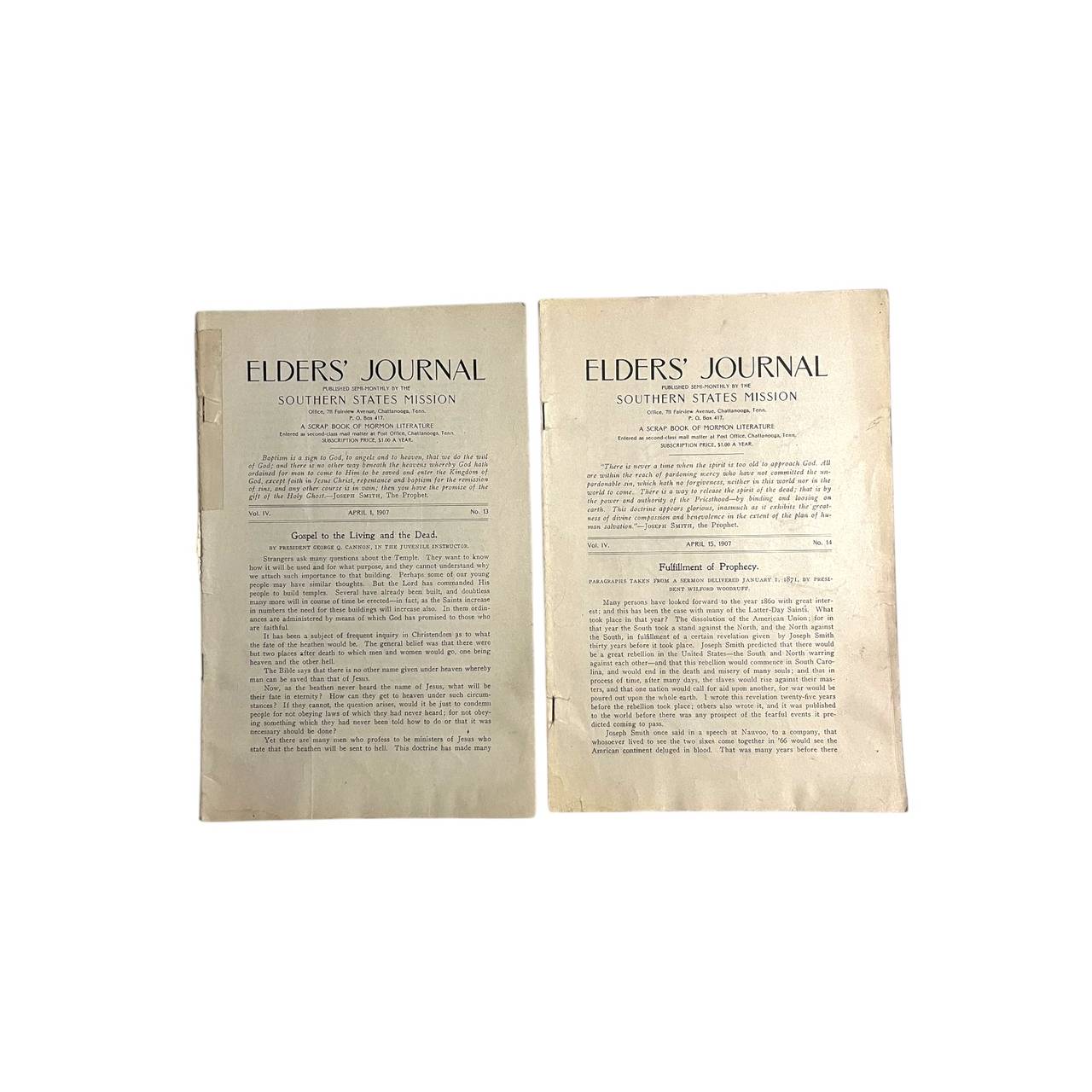Elders' Journal of the Southern States Mission April 1907 Issues