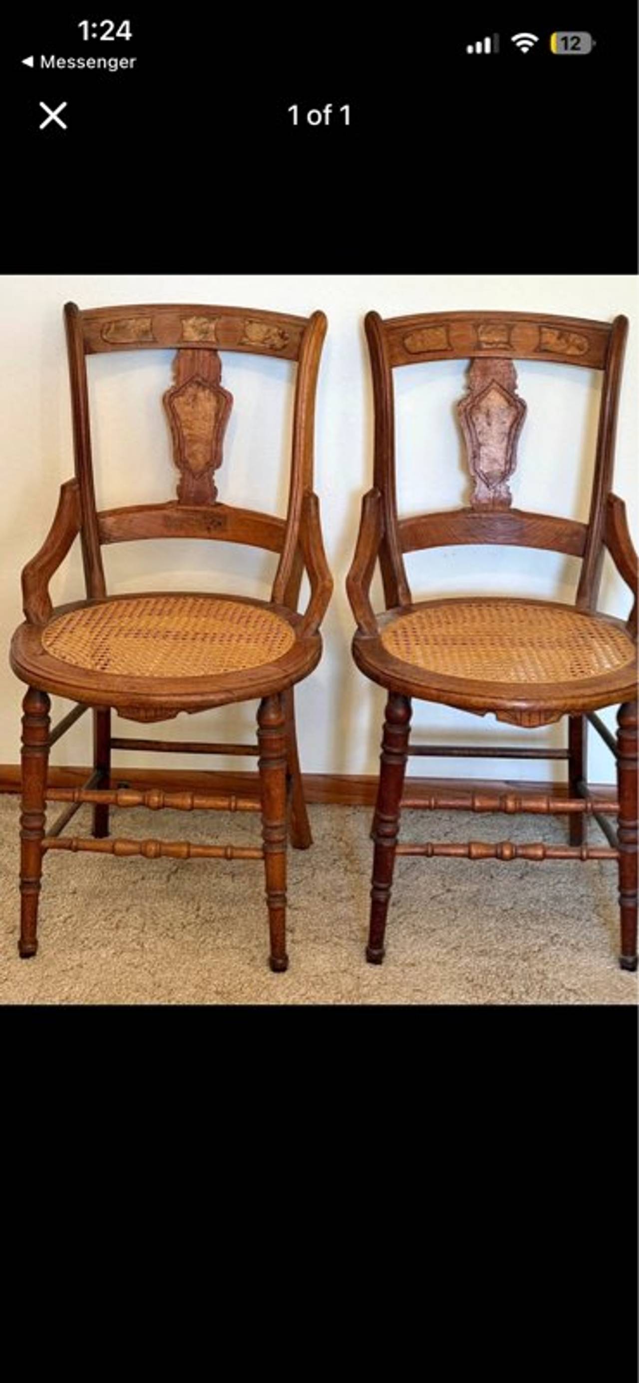 Antique Wood Dining Chairs with Cane Seats