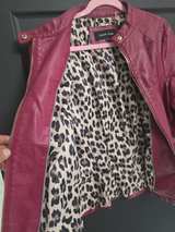 Women's Faux Leather Moto Jacket with Leopard Lining - Image 3