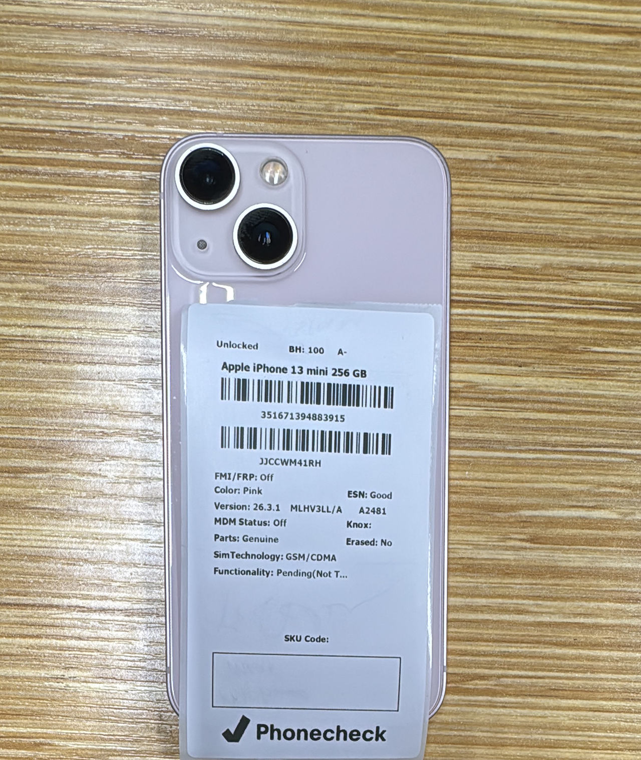 Apple iPhone 13 mini 256GB Pink Unlocked 100% Battery