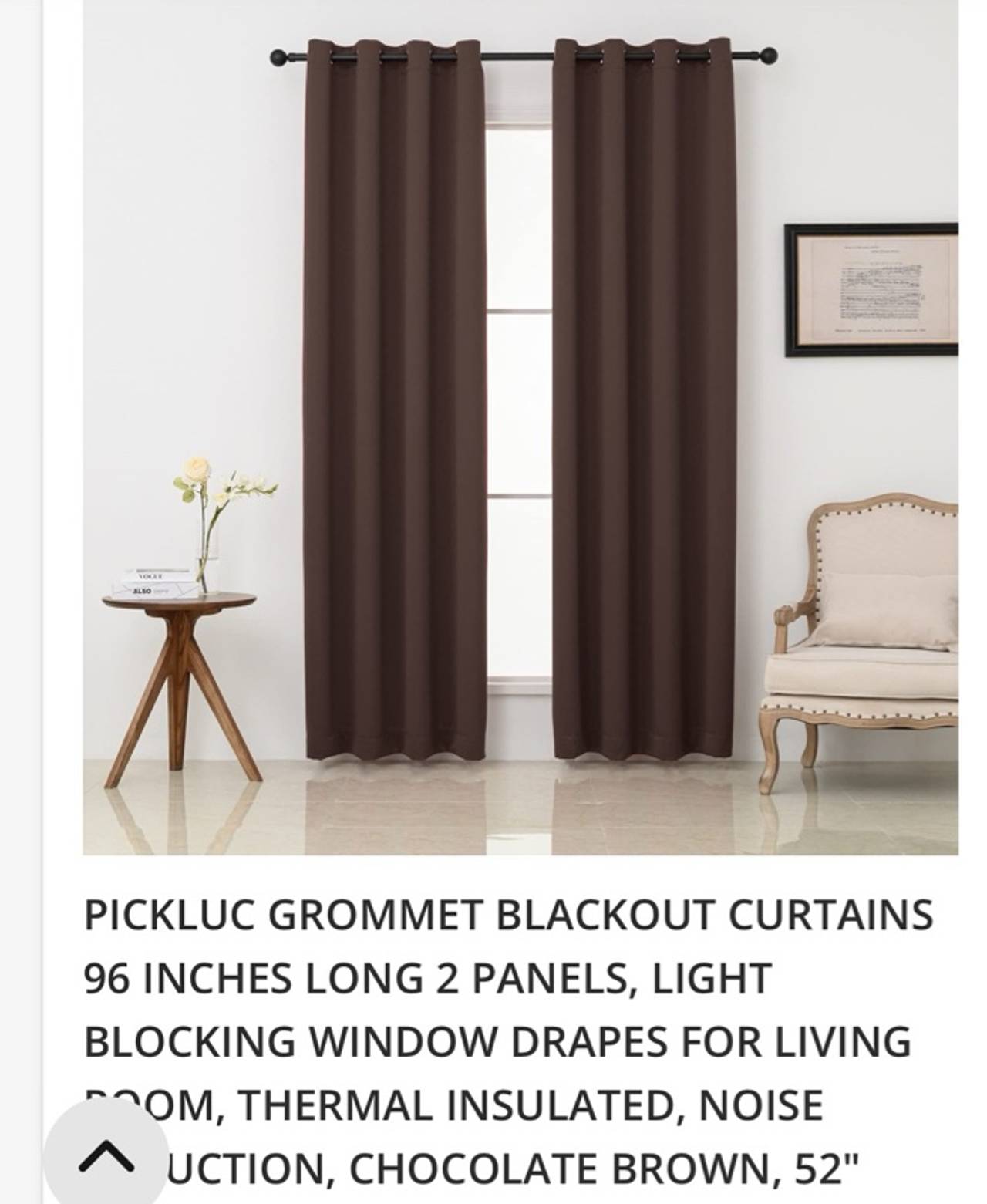 Pickluc Coffee Brown Grommet Blackout Curtain Panel