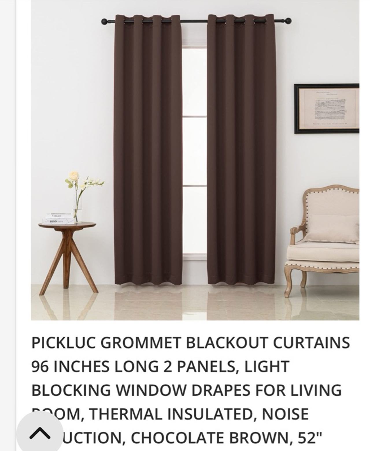 Pickluc Coffee Brown Grommet Blackout Curtain Panel